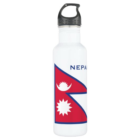 Aangepaste Naam & Tekst Nepal Vlag Waterfles (Voorkant)