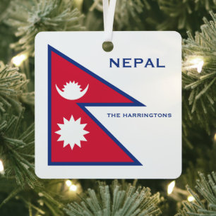 Aangepaste naam & tekst Nepalese vlag Metalen Ornament