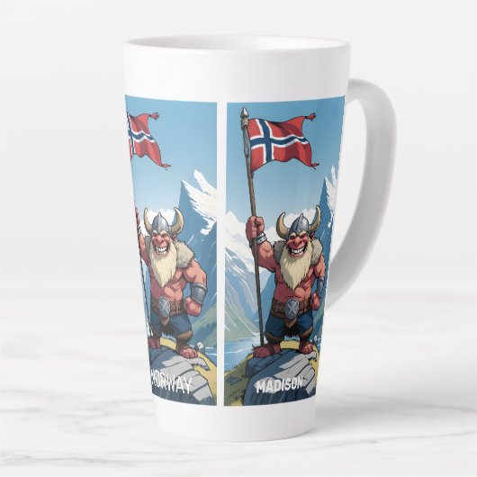 Aangepaste naam & tekst Noorse trol Latte Mok (Rechterhoek)