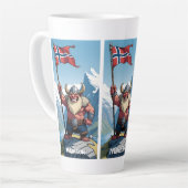 Aangepaste naam & tekst Noorse trol Latte Mok (Linkerhoek)