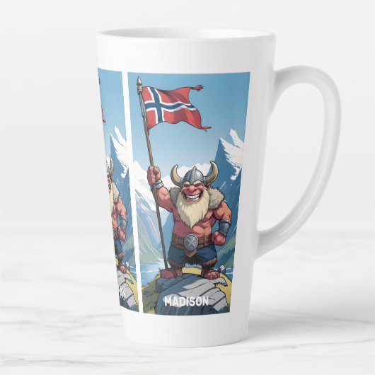 Aangepaste naam & tekst Noorse trol Latte Mok (Rechts)