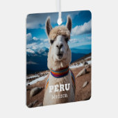 Aangepaste Naam & Tekst Peru Llama Metalen Ornament (Voorkant Rechts)