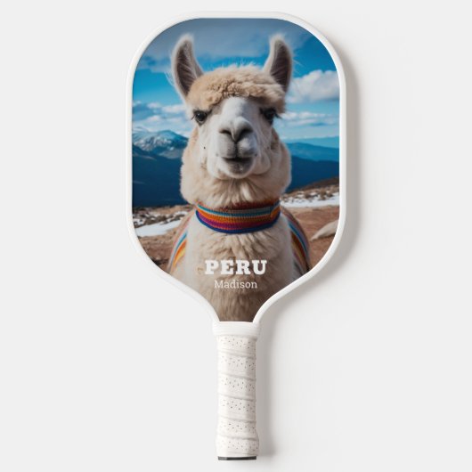 Aangepaste Naam & Tekst Peru Llama Pickleball Paddle (Voorkant)