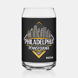 Aangepaste naam / tekst Philadelphia Pennsylvania Blikvorm Glas