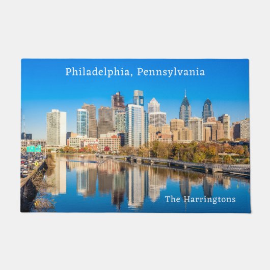 Aangepaste Naam & Tekst Philadelphia Pennsylvania Deurmat (Voorkant)