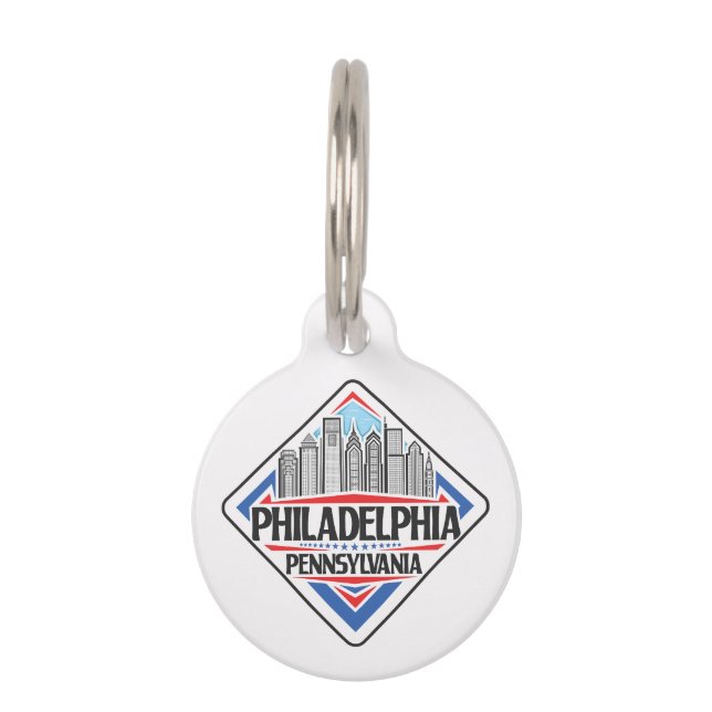 Aangepaste Naam & Tekst Philadelphia Pennsylvania Huisdierpenning (Voorkant)