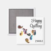 Aangepaste naam tekst, Quilled Paisleys 2-inch mag Magneet (Voorkant / Achterkant)