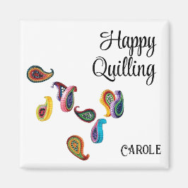 Aangepaste naam tekst, Quilled Paisleys 2-inch mag Magneet