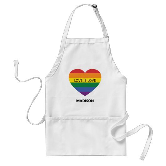 Aangepaste naam & tekst Rainbow Love Standaard Schort (Voorkant)