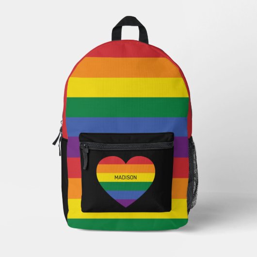 Aangepaste naam & tekst Rainbow Pride Bedrukte Rugzak (Voorkant)