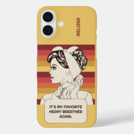 Aangepaste Naam & Tekst Retro Vrouw iPhone 16 Plus Hoesje