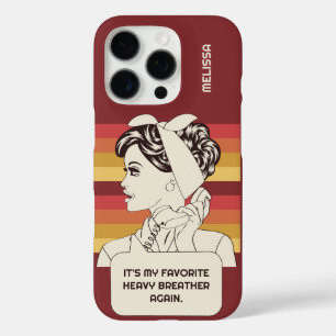 Aangepaste Naam & Tekst Retro Vrouw iPhone 16 Pro Hoesje