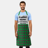 Aangepaste naam Tekst Rood geruit Patroon Keuken Schort (Gedragen)