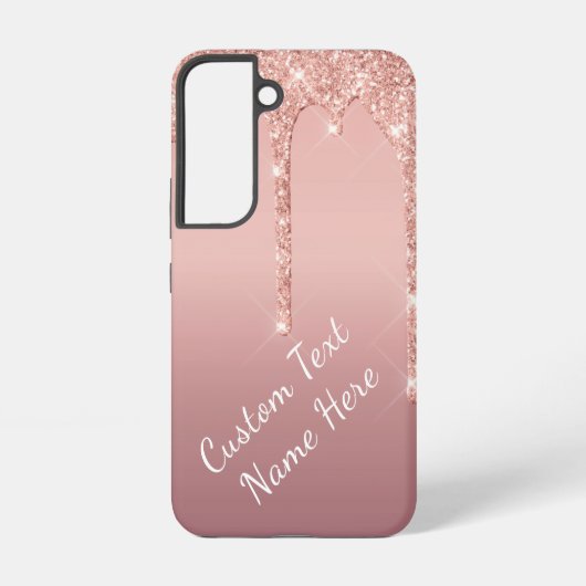 Aangepaste naam tekst Roos Goud Blush Glitter Driv Samsung Galaxy Hoesje (Achterkant)