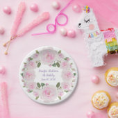 Aangepaste naam, tekst, roze rozen papieren bord f (Feest)