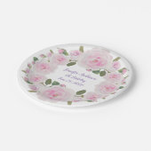 Aangepaste naam, tekst, roze rozen papieren bord f (Gekanteld)