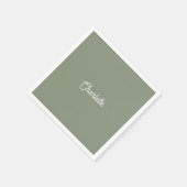 Aangepaste naam tekst Sage Green witte minimalisti Servet (Hoek)