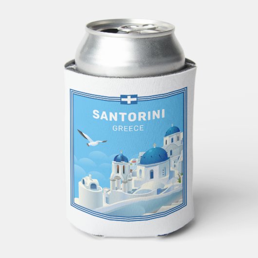 Aangepaste naam & tekst Santorini Griekenland Blikjeskoeler (Blikje Voorkant)