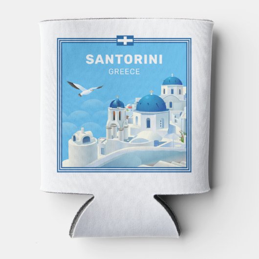 Aangepaste naam & tekst Santorini Griekenland Blikjeskoeler (Voorkant)