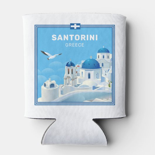 Aangepaste naam & tekst Santorini Griekenland Blikjeskoeler (Achterkant)