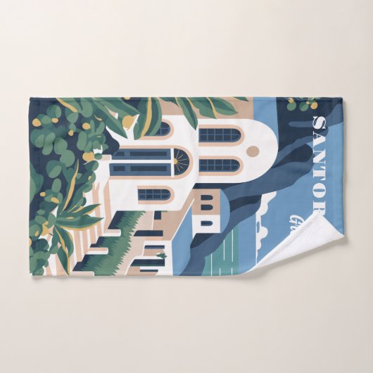 Aangepaste naam & tekst Santorini Griekenland Handdoek (Handdoek)