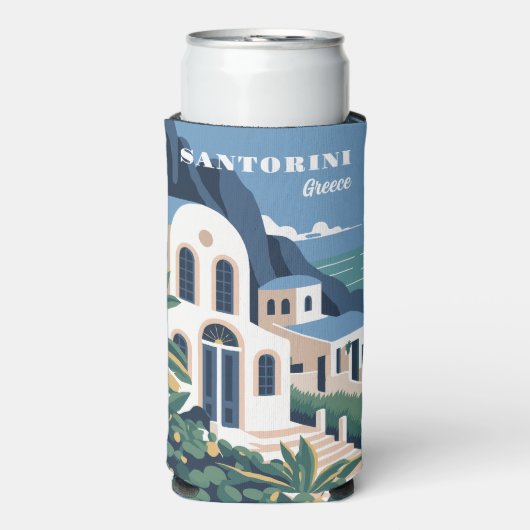 Aangepaste naam & tekst Santorini Griekenland Seltzer Blikjeskoeler (Seltzer Voorkant)