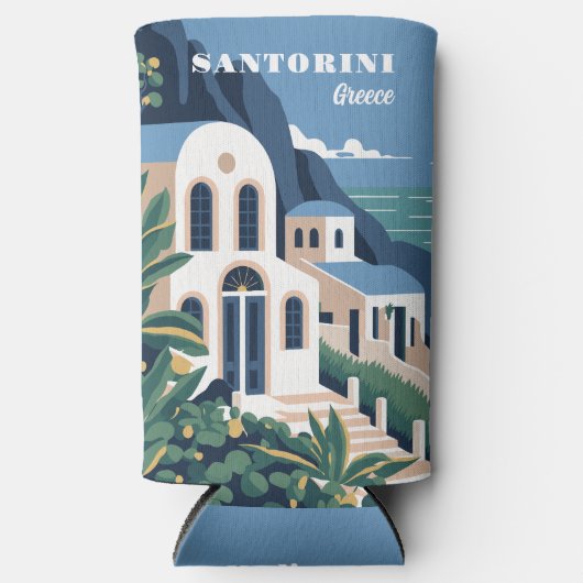 Aangepaste naam & tekst Santorini Griekenland Seltzer Blikjeskoeler (Voorkant)