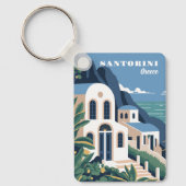Aangepaste naam & tekst Santorini Griekenland Sleutelhanger (Voorkant)