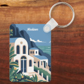 Aangepaste naam & tekst Santorini Griekenland Sleutelhanger (Achterkant)