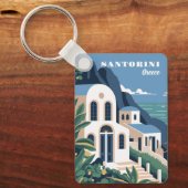 Aangepaste naam & tekst Santorini Griekenland Sleutelhanger (Voorkant)