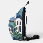 Aangepaste naam & tekst Santorini Griekenland Sling Bag (Rechts)