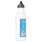 Aangepaste naam & tekst Santorini Griekenland Waterfles (Links)