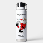 Aangepaste naam & tekst schaatsen Santa Waterfles (Achterkant)