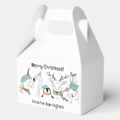Aangepaste naam & tekst Schattige Kerst Dieren Bedankdoosjes (Achterkant)