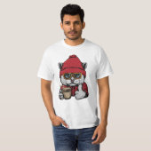Aangepaste Naam / Tekst Schattigee Koffiekat T-shirt (Voorkant volledig)