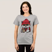 Aangepaste Naam / Tekst Schattigee Koffiekat Tri-Blend Shirt (Voorkant volledig)