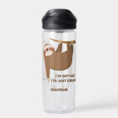 Aangepaste naam & tekst Schattigee luiaard Waterfles (Achterkant)