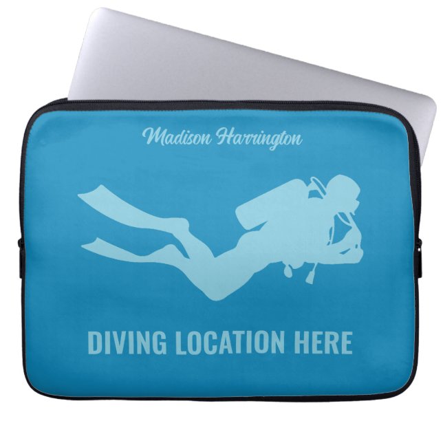 Aangepaste naam & tekst Scuba Diving Laptop Sleeve (Voorkant)