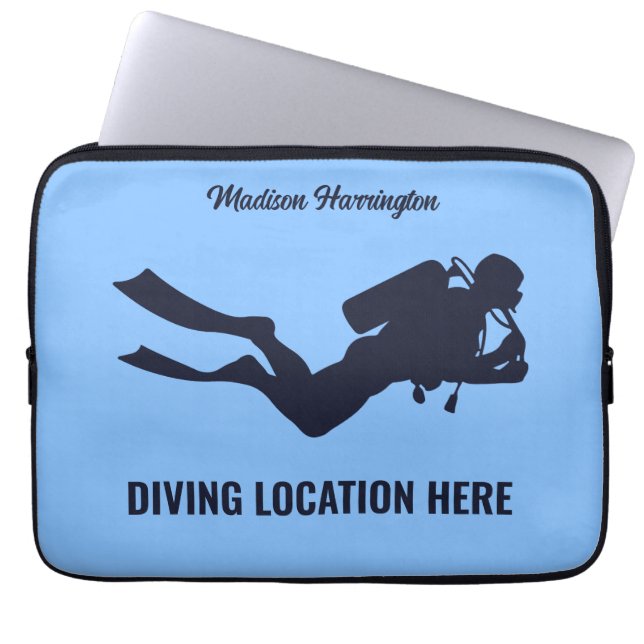 Aangepaste naam & tekst Scuba Diving Laptop Sleeve (Voorkant)