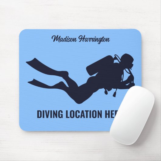 Aangepaste naam & tekst Scuba Diving Muismat (Met muis)