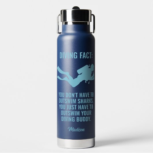 Aangepaste naam & tekst Scuba Diving Waterfles (Voorkant)