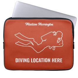 Aangepaste naam & tekst scuba duiken laptop sleeve