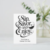 Aangepaste naam / tekst Sip, genieten, genieten Briefkaart (Staand voorkant)