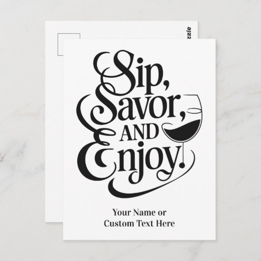 Aangepaste naam / tekst Sip, genieten, genieten Briefkaart (Voorkant / Achterkant)