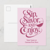 Aangepaste naam / tekst Sip, genieten, genieten Briefkaart (Voorkant / Achterkant)