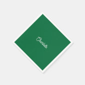 Aangepaste naam tekst Smaragdgroen wit minimalisti Servet (Hoek)