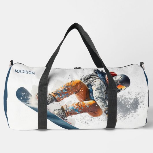 Aangepaste naam & tekst Snowboarder Illustratie Plunjezak (Voorkant)