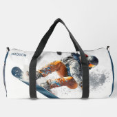 Aangepaste naam & tekst Snowboarder Illustratie Plunjezak (Achterkant)