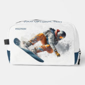 Aangepaste naam & tekst Snowboarder Illustratie Toilettasje (Voorkant)