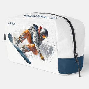 Aangepaste naam & tekst Snowboarder Illustratie Toilettasje